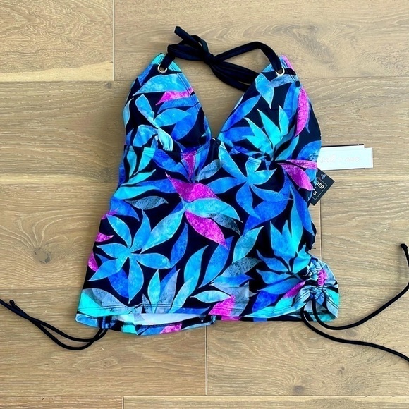 Nwt Salt + Cove Printed Ruched Tankini Swim Top - Picture 4 of 7